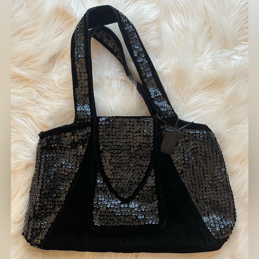 Mary Kay Inner Circle Black Sequined Velvet Large Shoulder Tote Bag